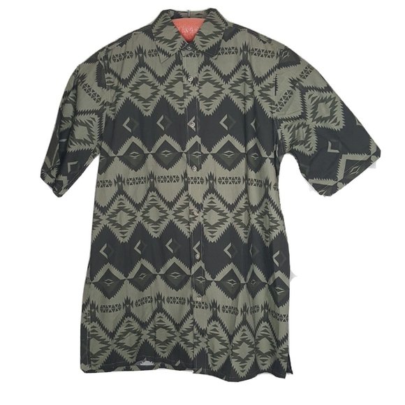 BOULDER CREEK Trading Company Shirt  Size Large Tall Southwestern Design Greens - Picture 1 of 3